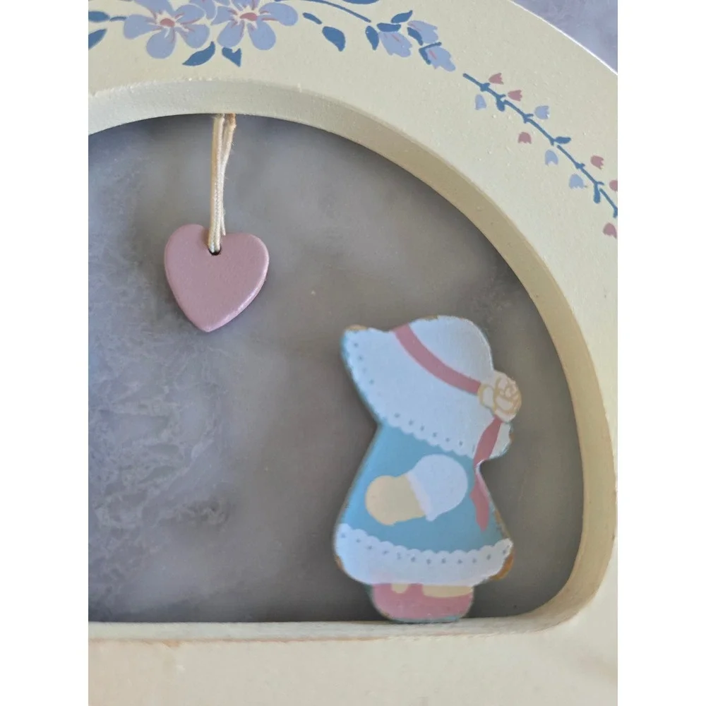 Vintage Wooden Key Rack Sunbonnet Sue & Overall Sam w/Heart Wall Hanging 5 Hooks